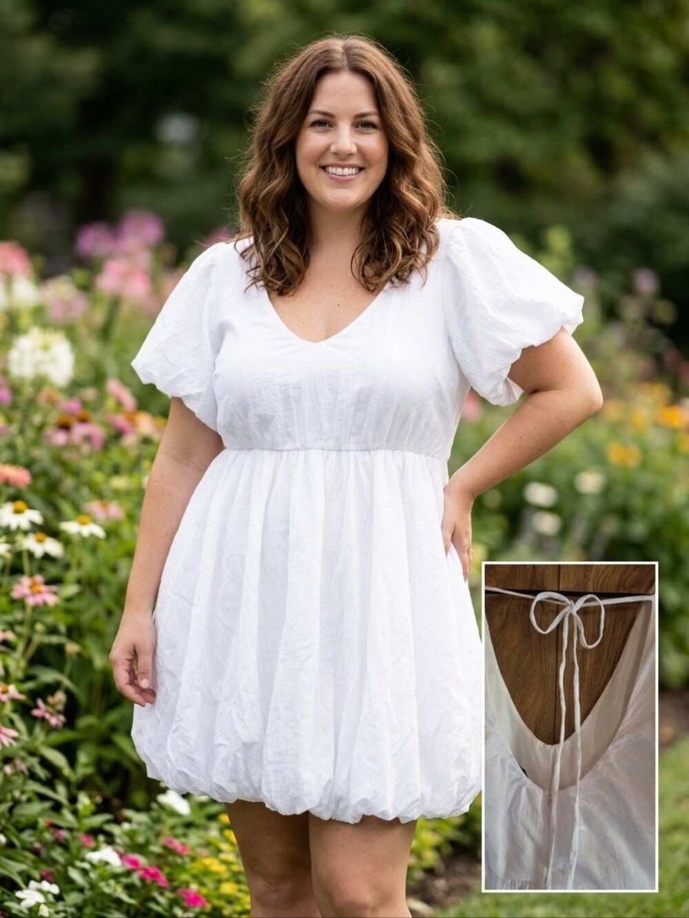 Fashion Nova White Cottagecore Bubble Hem Mini Dress 2X Like New